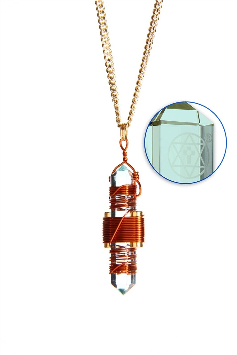 Aqua Siberian Quartz Etheric Weaver Pendant in Copper -