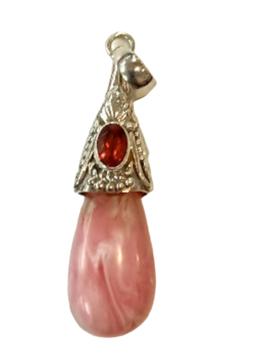Rhodochrosite & Garnet Sterling Silver Pendant