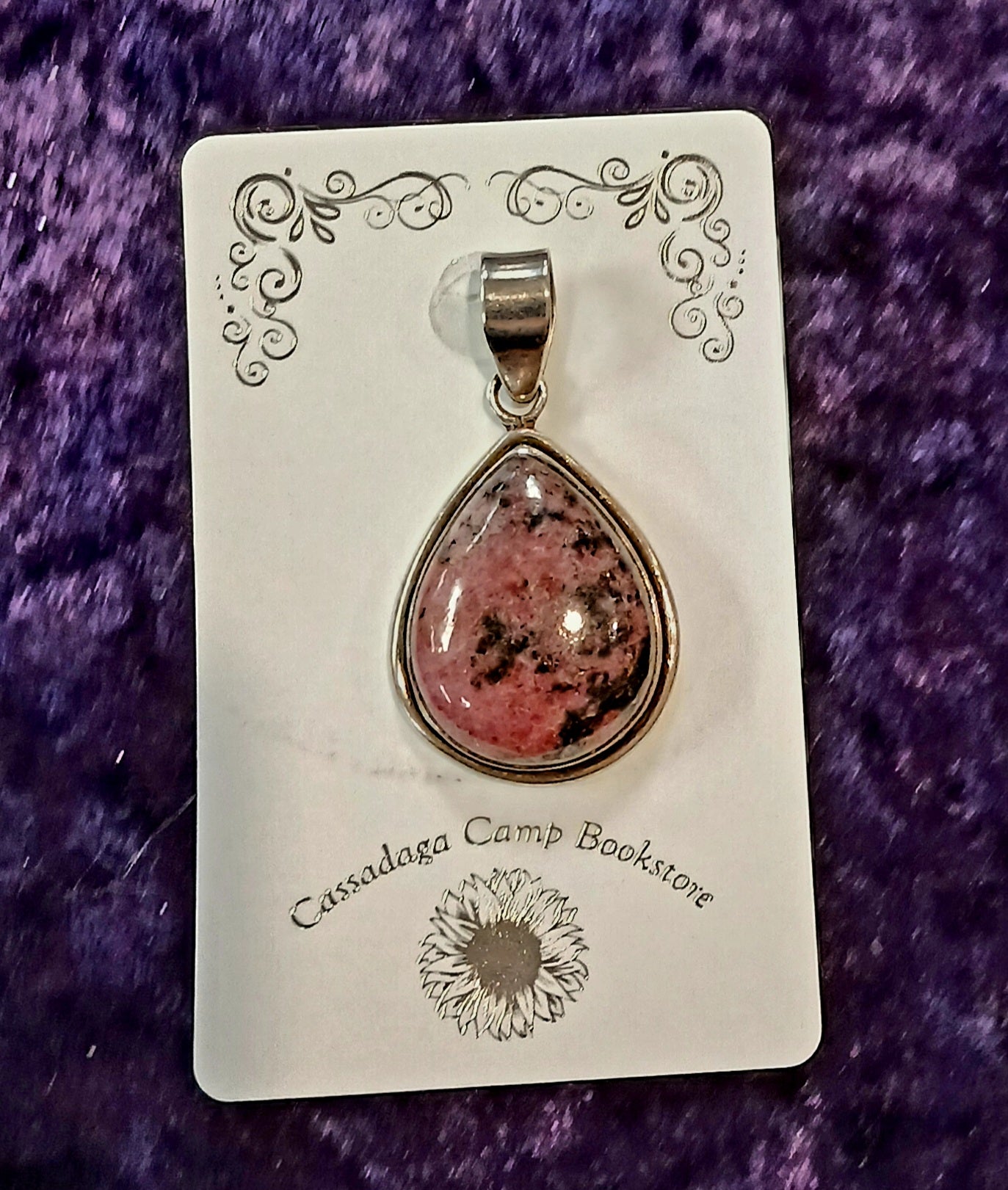Sterling Silver Rhodonite Pendant Large
