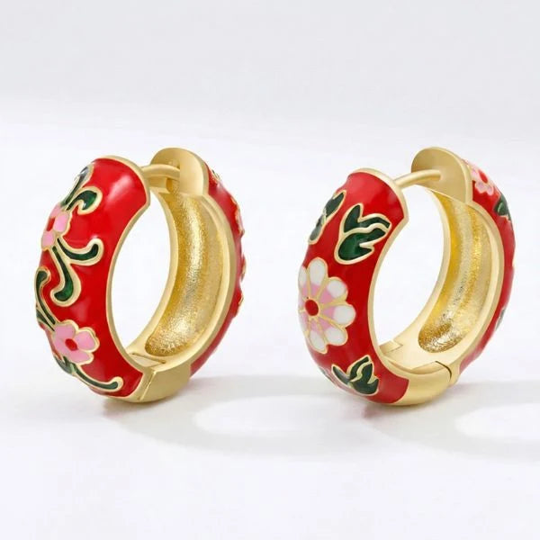 Red Cloisonne Earrings