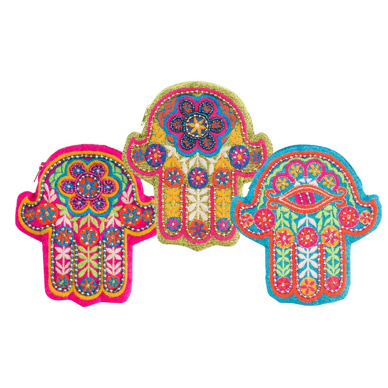 Embroidered Hamsa Coin Purse