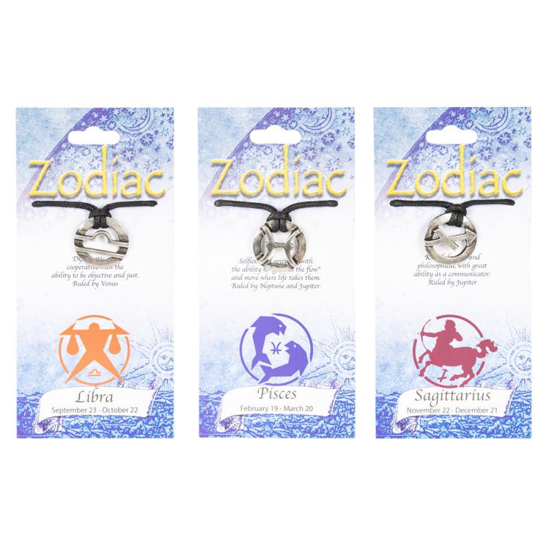 Zodiac Pendant on Black Cord