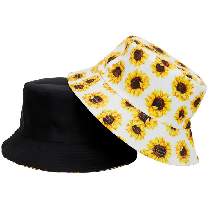 Sunflower Reversible Black Bottom Bucket Hat