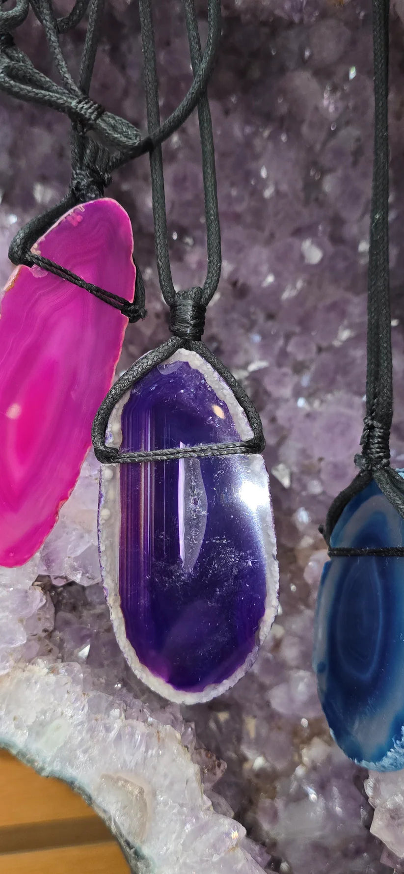 Gemstone Necklace on Black cord