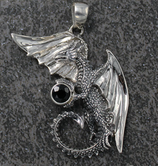 Dragon Holding Stone Extra Large Pendant