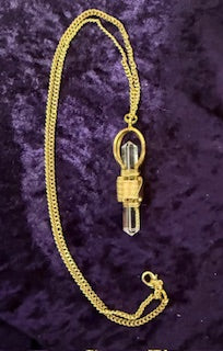Clear Quartz pendant w/Gold Sky Vajra 2"