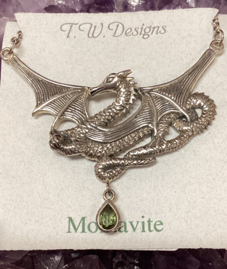 Dragon Moldavite Sterling Silver Necklace