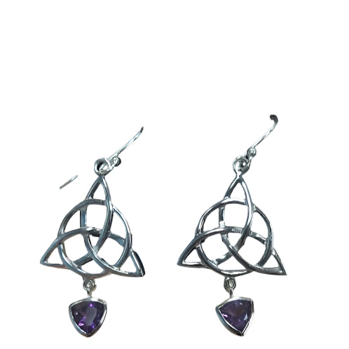 Celtic Trinity Knot Amethyst Earrings