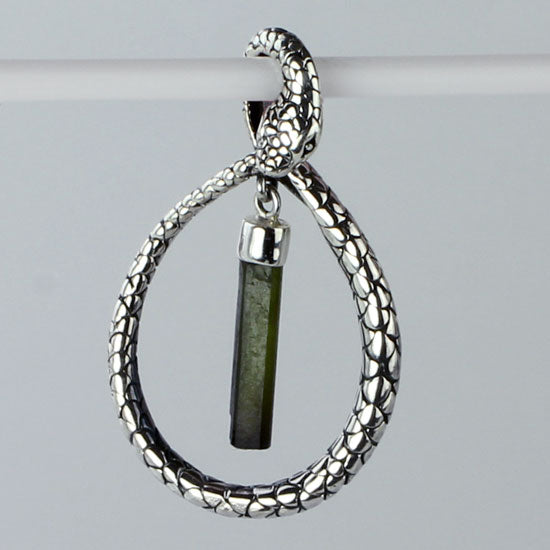 Black Tourmaline Oro Snake Charm Pendant