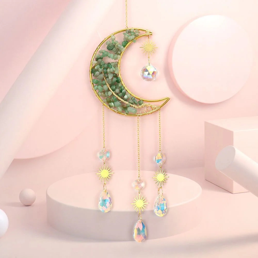 Moon w/Green Aventurine Tree Suncatcher