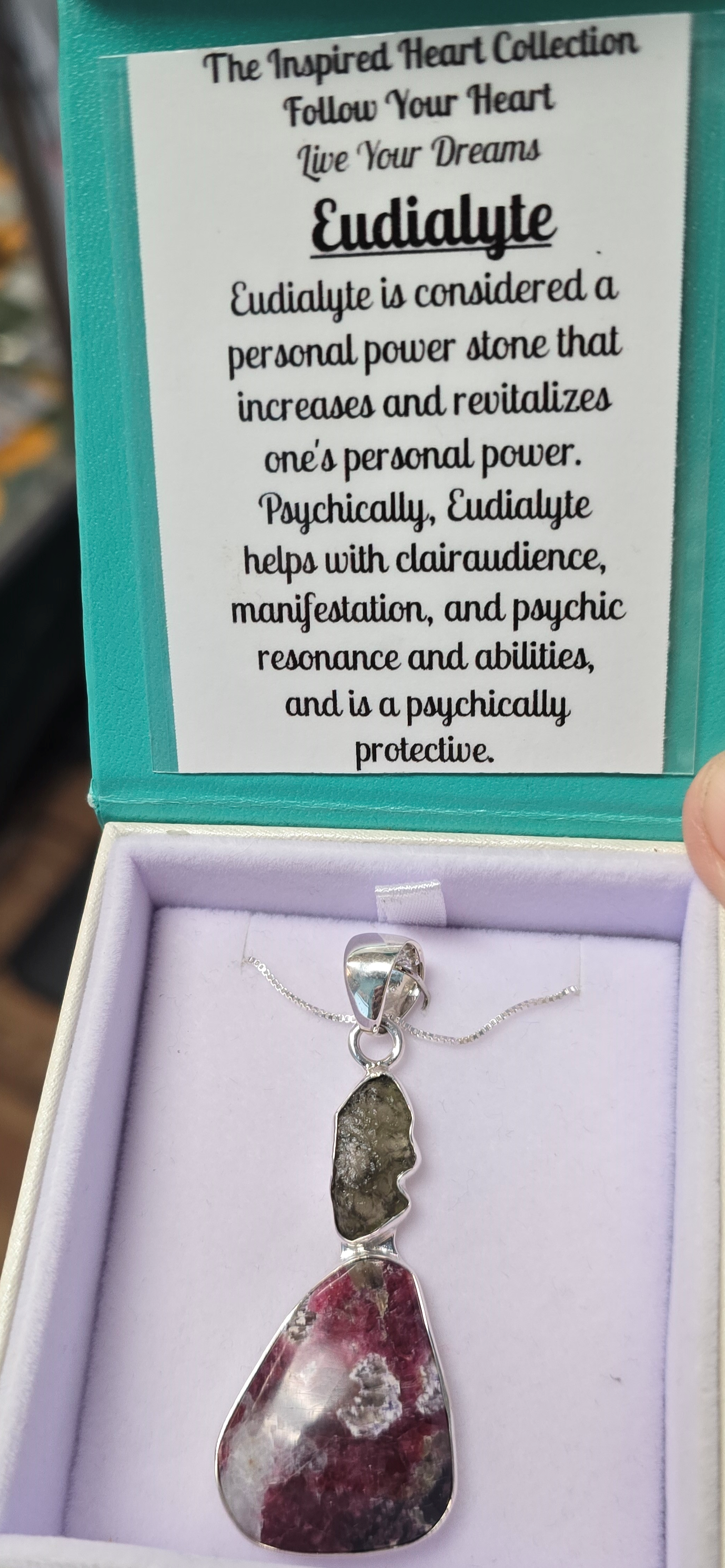 Moldavite Eudualyte Sterling Silver Pendant