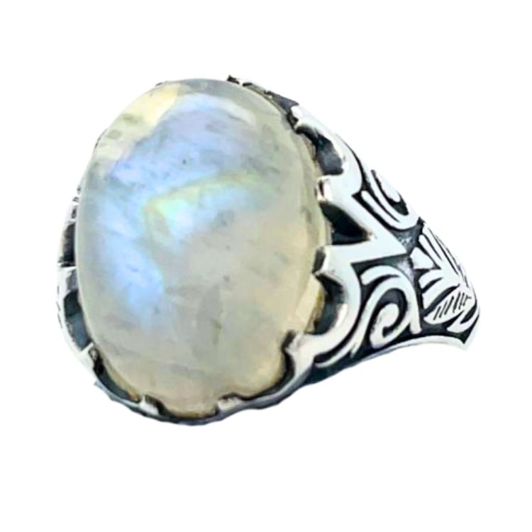 Moonstone Spectacular Unisex Sterling Silver Ring