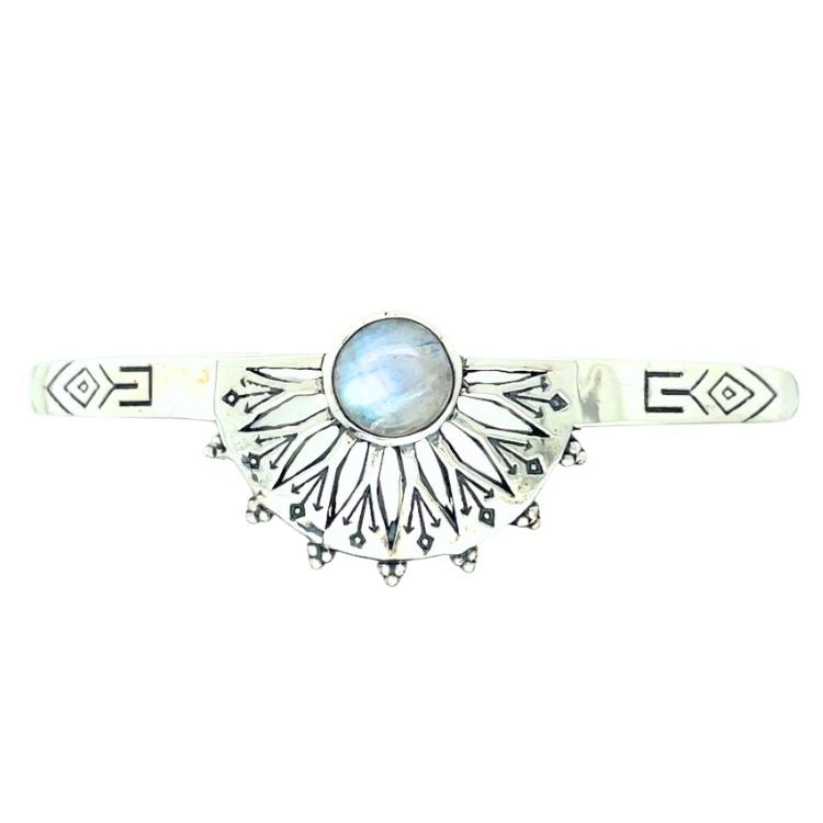 Moonstone Venus Goddess Cuff Bangle Sterling Silver