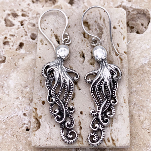 Octopus Sterling Silver Earrings