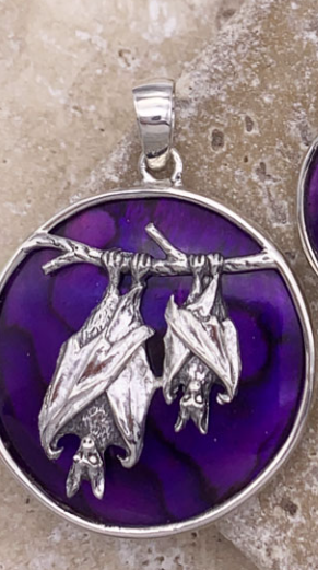 Bats Mini Pendant with Abalone Shell