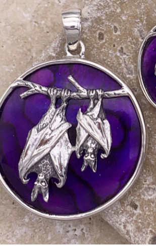 Bats Pendant with Abalone Shell or Lava