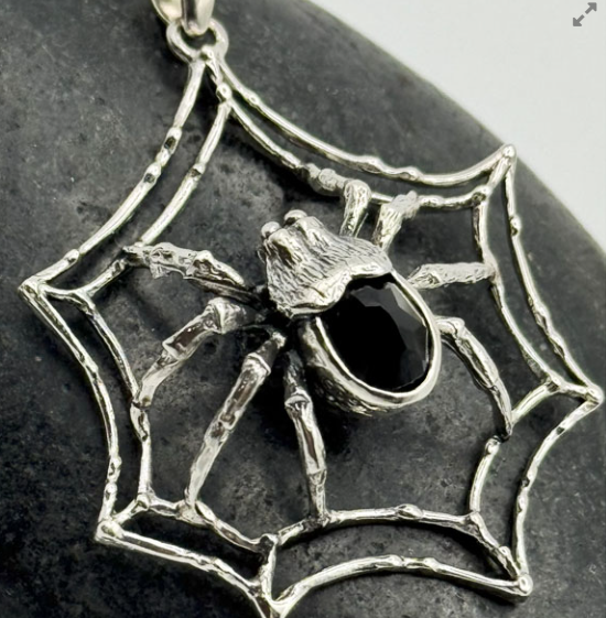 Spider Web Pendant with Gemstone Body