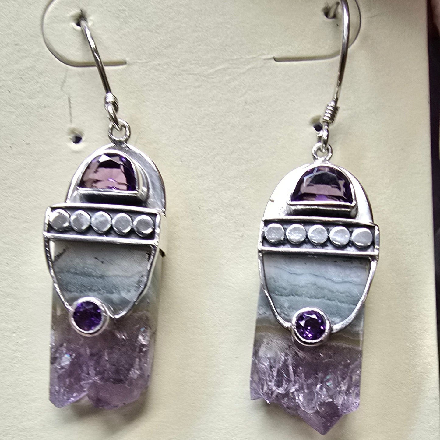 Amethyst Raw Sterling Silver Earrings