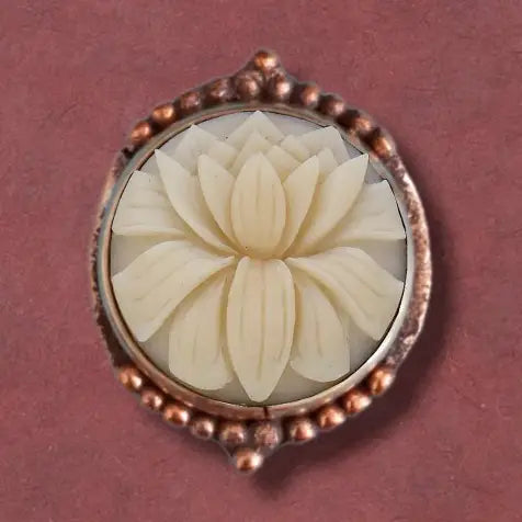 Tagua nut Lotus copper- beaded ring