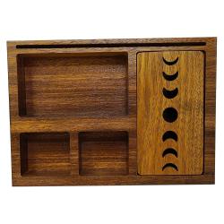 Wood Tarot Box Moon Card Holder