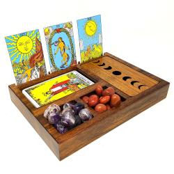 Wood Tarot Box Moon Card Holder