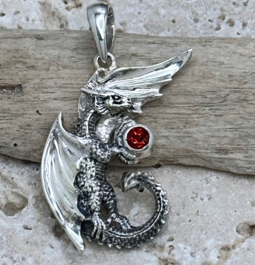 Dragon Guarding Stone Small Mini Pendant