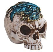 Skull W/ Blue Dragon, 4" Wide