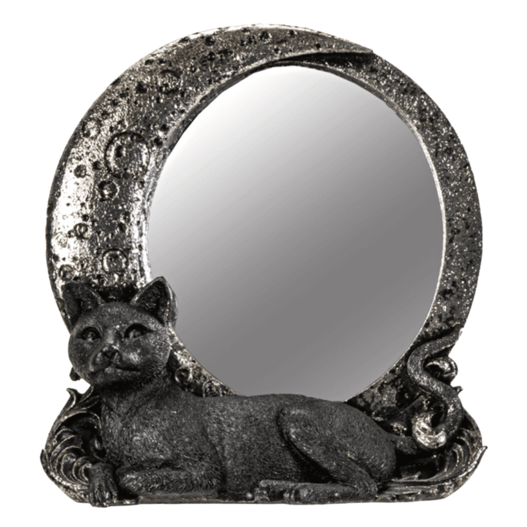 Cat on Moon Mirror