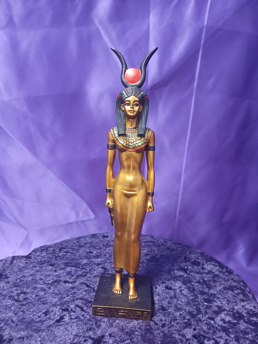 Standing Isis Statue with Gold Accents