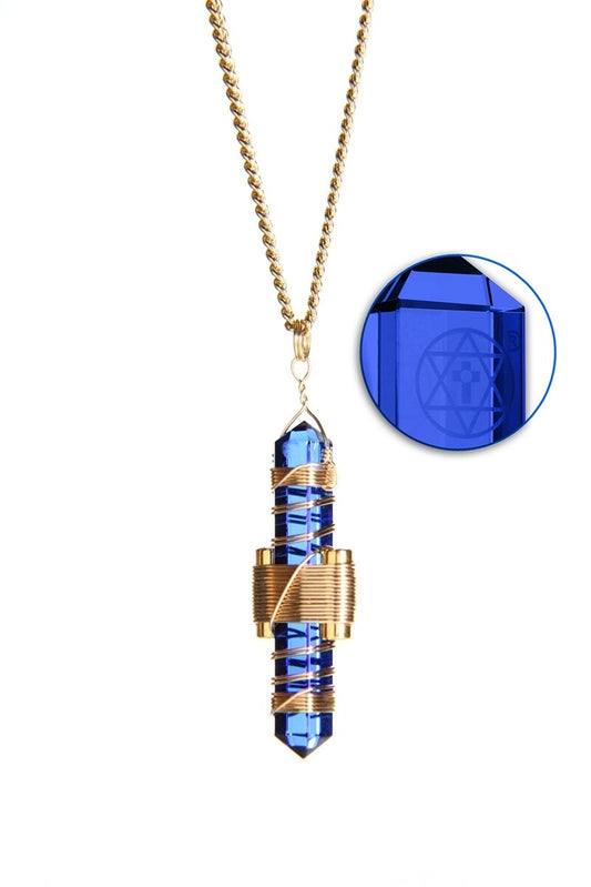 Blue Siberian Quartz/Gold Wrap-Necklace