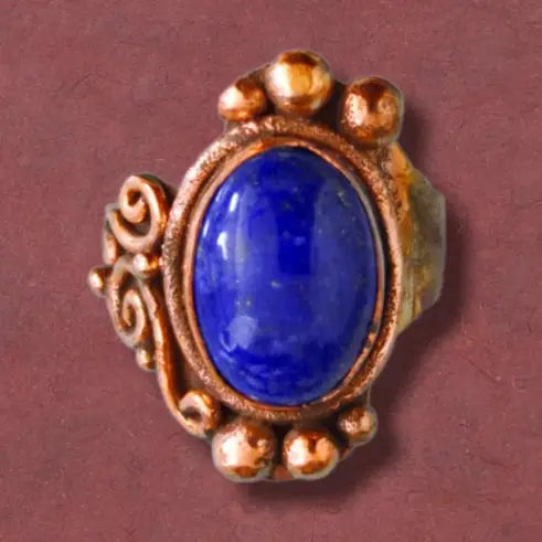 Oval lapis copper ring