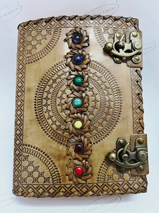 Chakra Leather Journal w/Stones 6x8