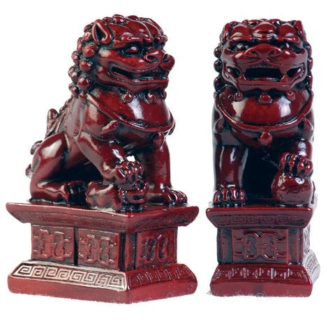 Red Pair Fu Dogs, 6" High