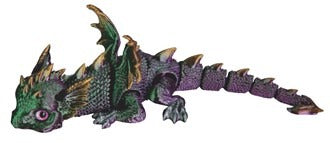 3D Green/Purple Lying Down Dragon