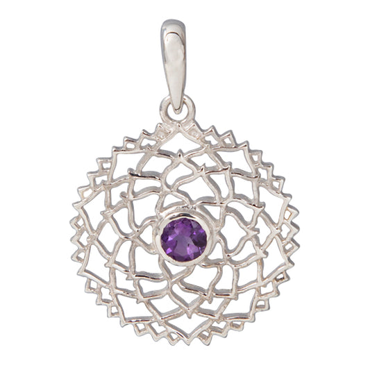 Amethyst Crown Mandala Pendant