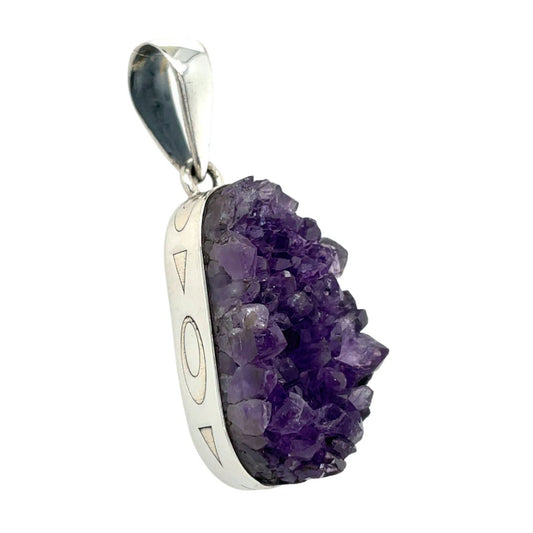 Amethyst Druzy Artisan Sterling Silver Pendant