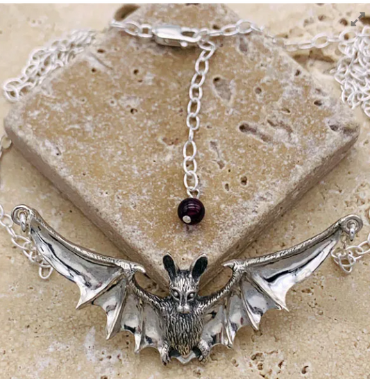 Small Bat Necklace 18" with 2" extender