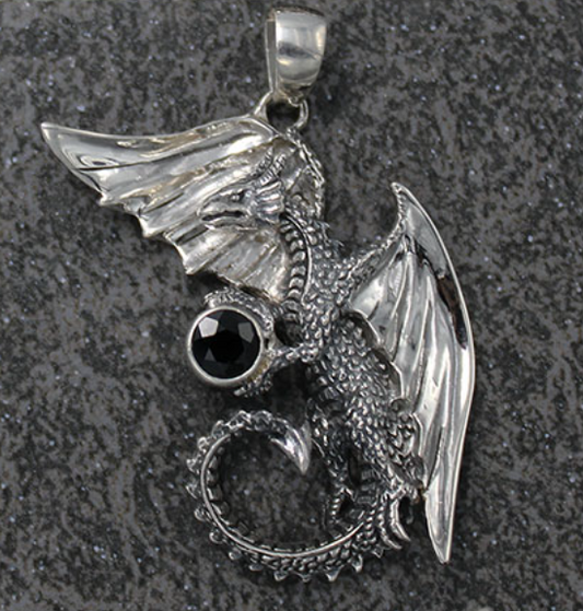 Dragon Holding Stone Extra Large Pendant