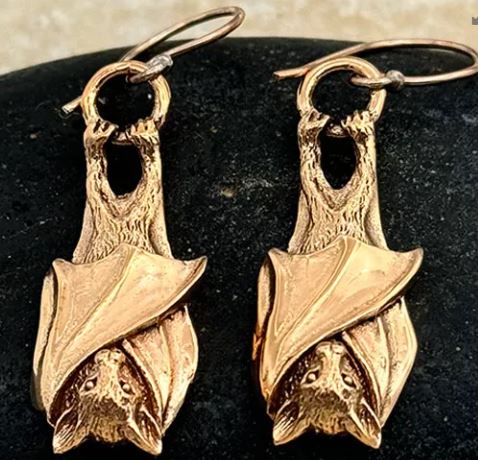 Bat Bronze Hanging Earrings