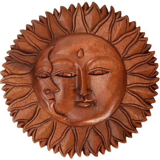 SUN/MOON WOOD PLAQUE 8" Diameter