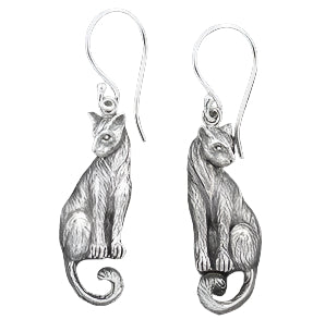 Cat Sterling Silver Earrings