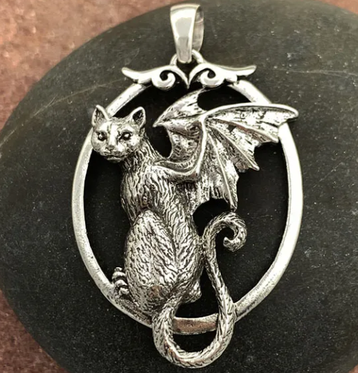 Oval Batty Cat Pendant