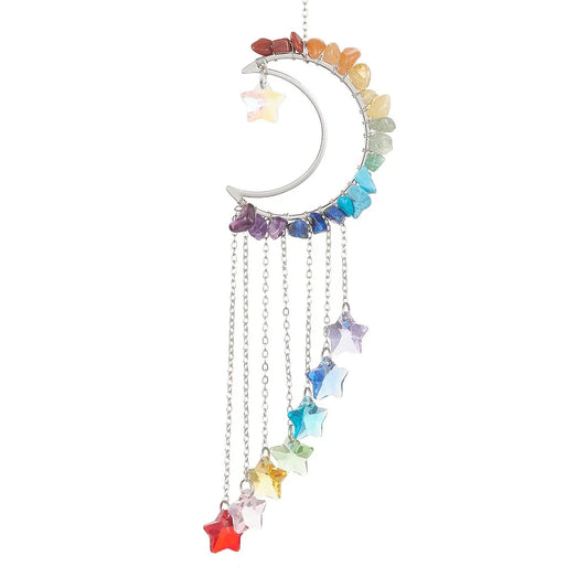 Charka Crescent Moon Silver Tone Suncatcher