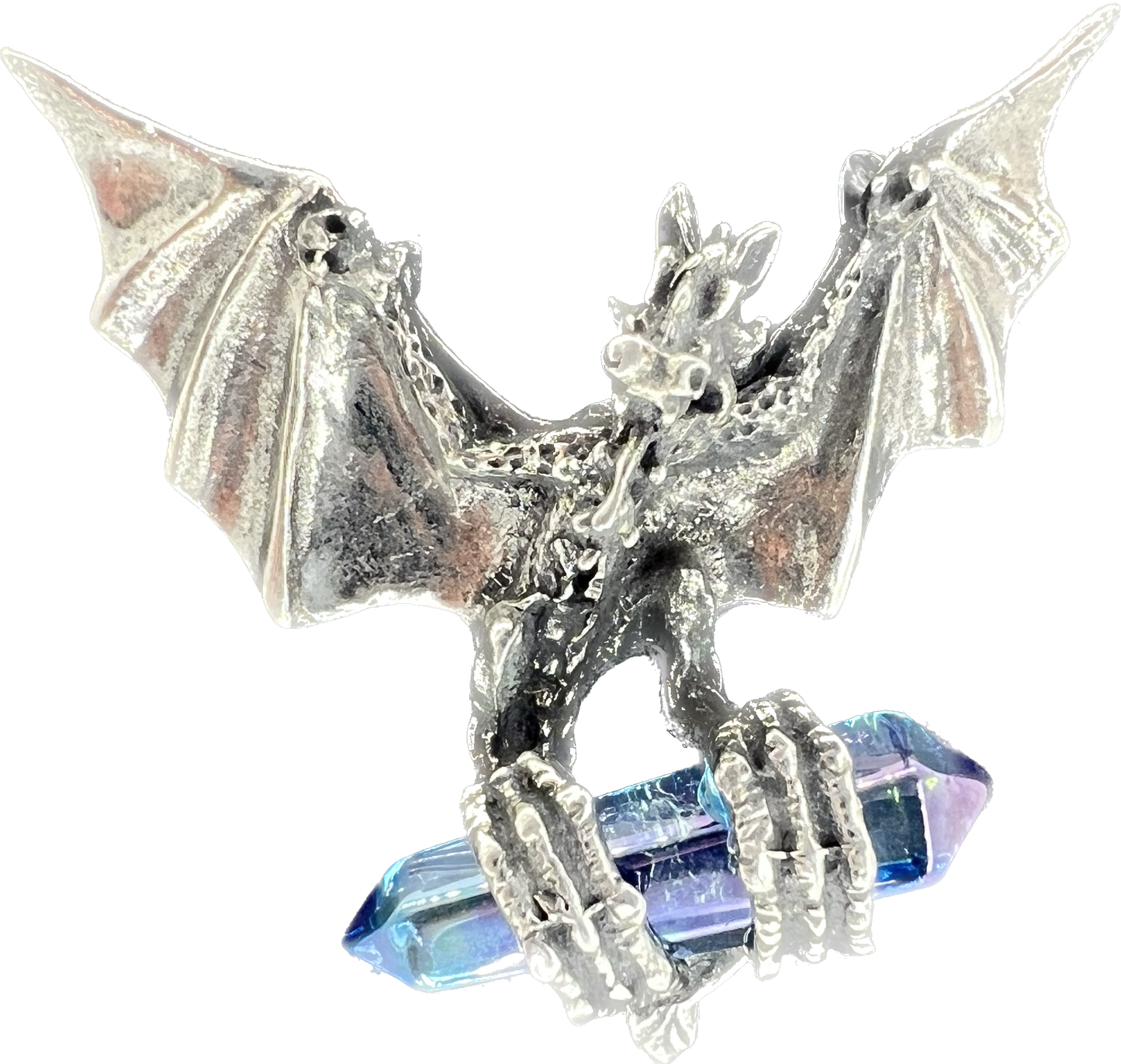Winged Dragon Fantasy Crystal Pendant with Aqua Aura