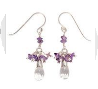 Faceted Crystal drop earring with amethyst beads