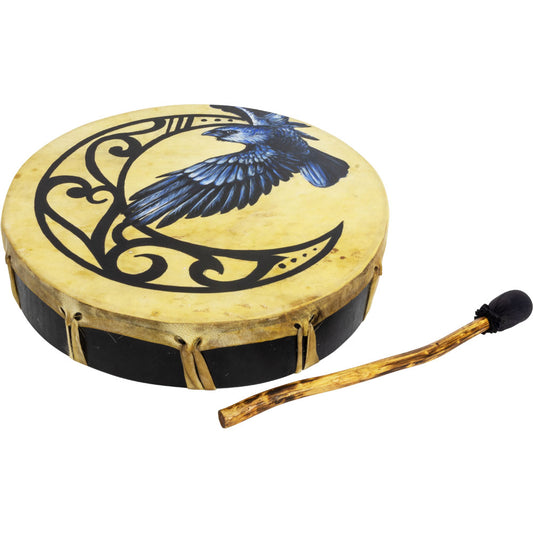 Ceremonial Drum., Moon/Raven