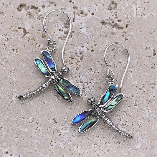 Shell Inlaid Dragonfly Earrings – Transformation & Lightness of Being