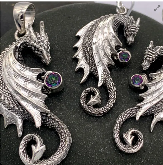 Dragon Earrings with Stone accent