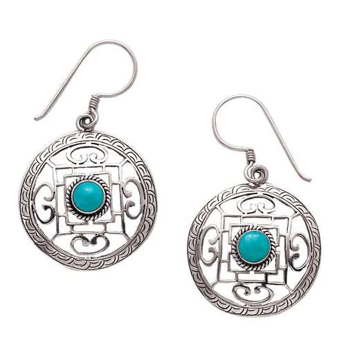 Mandala with Turquoise Stones Earrings