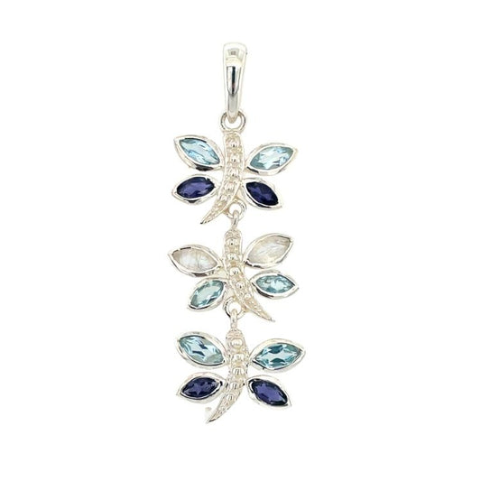 Flight of the Dragonflies Sterling Silver Pendant
